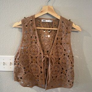 Zara Crochet Beaded Vest